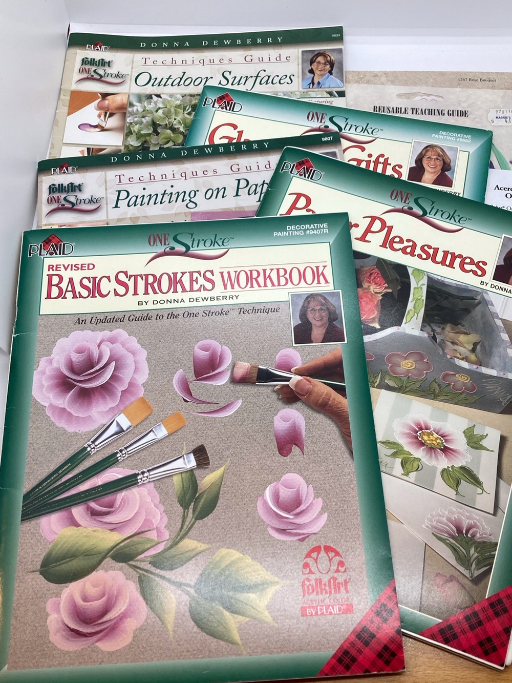 5 Books Set PLAID One Stroke FolkArt Techniques Guide & Patterns Donna Dewberry